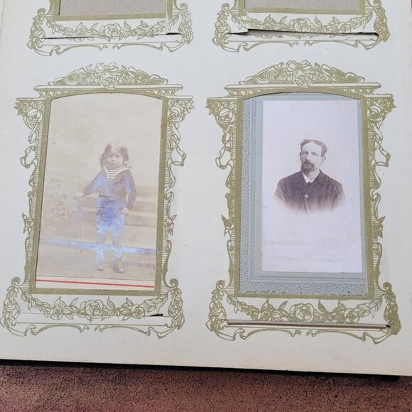 Antique FRENCH 1800s 1900s Photo Album Victorian Velvet Embossed WITH Pictures - Picture 8 of 16